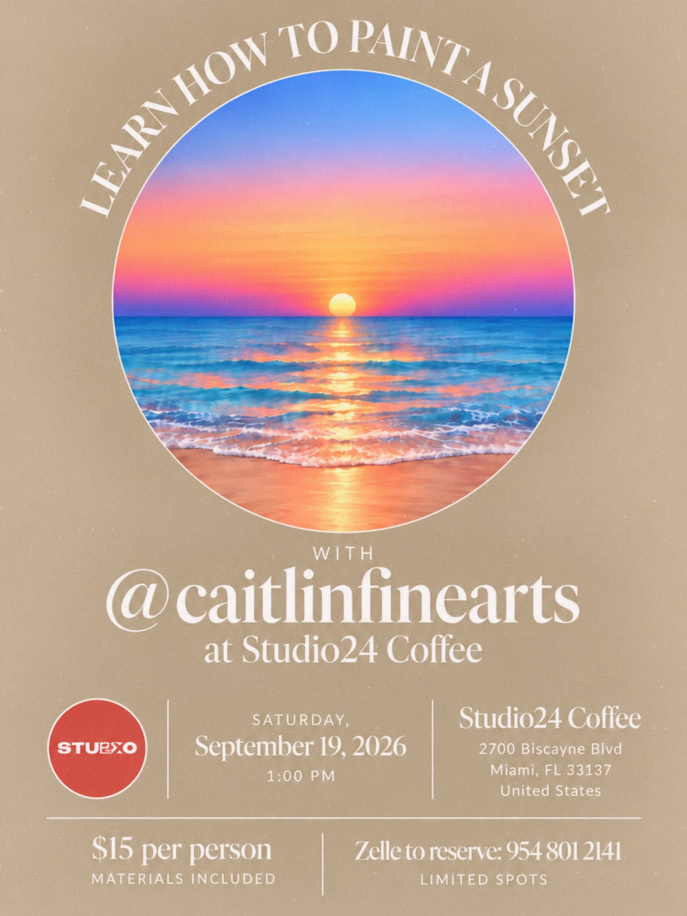 Sunset Painting Workshop at Studio24 Coffee